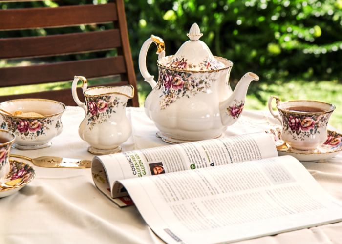 Beautiful porcelain tea service set